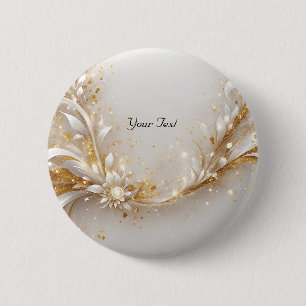 Bóton Redondo 5.08cm Botão Floral em Ouro Branco