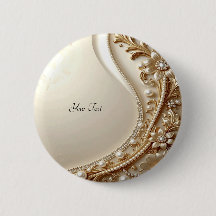 Botão Floral Ornamentado Elegante Dourado