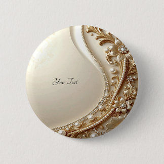Bóton Redondo 5.08cm Botão Floral Ornamentado Elegante Dourado