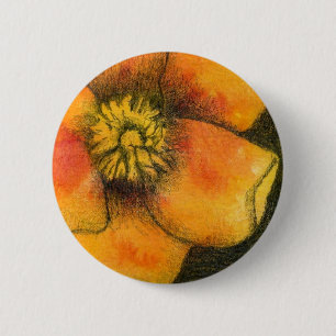 Bóton Redondo 5.08cm Botão Floral "Rosa Amarelo Selvagem"