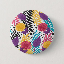 Bóton Redondo 5.08cm Botão Floral Tropical | Explosão de Verão Ousada