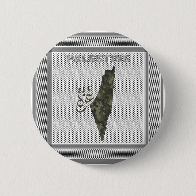 Bóton Redondo 5.08cm Botão Free Palestine no design do cachecol palesti (Frente)