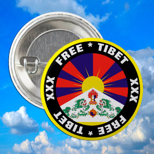 Bóton Redondo 5.08cm Botão Free Tibet & Flag