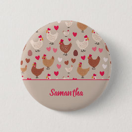 Bóton Redondo 5.08cm Botão Galinha e Coração