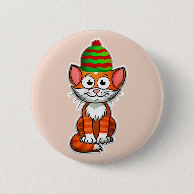 Bóton Redondo 5.08cm botão gatinho de natal (Frente)