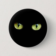Botão gato preto olhos verdes