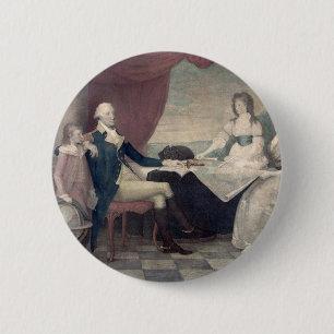 Bóton Redondo 5.08cm Botão George Washington e Sua Família