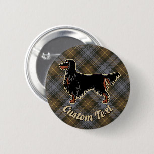 Bóton Redondo 5.08cm Botão Gordon Setter sobre Weathered Gordon Tartan