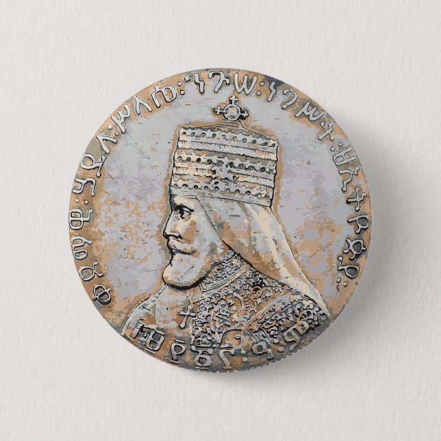 Bóton Redondo 5.08cm Botão Haile Selassie (Frente)