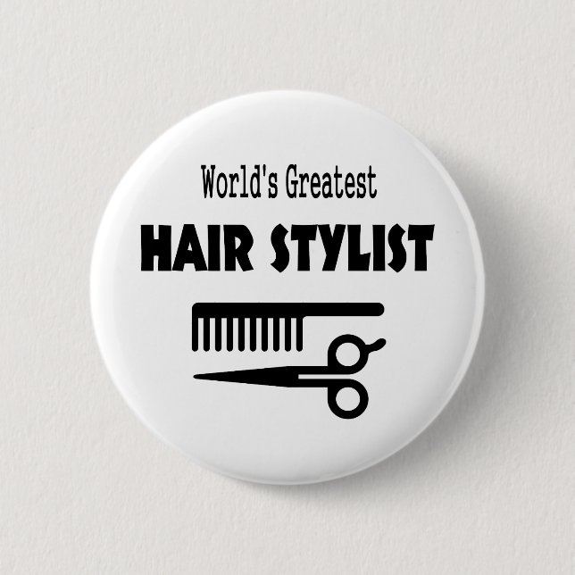 Bóton Redondo 5.08cm Botão Hair Stylist (Frente)