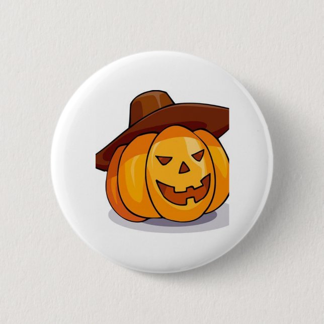 Bóton Redondo 5.08cm Botão Halloween Jack-O-Lantern (Frente)