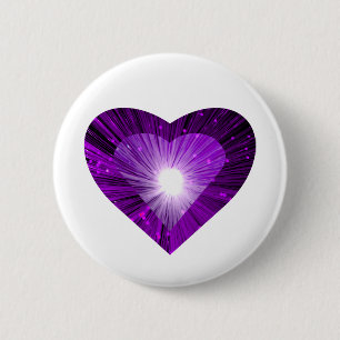 Bóton Redondo 5.08cm Botão 'Heart' roxo branco