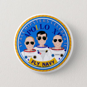 Bóton Redondo 5.08cm Botão Hipsteres Espaciais Apollo 12 Aniversário