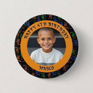Bóton Redondo 5.08cm Botão Idade Personalizada, Nome e Foto de Aniversá