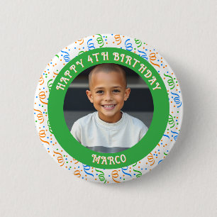 Bóton Redondo 5.08cm Botão Idade Personalizada, Nome e Foto de Aniversá