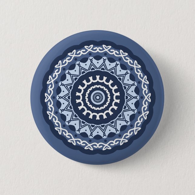 Bóton Redondo 5.08cm Botão Intrair a Design de Mandala (Frente)