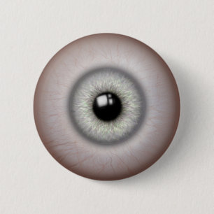 Bóton Redondo 5.08cm Botão Íris Eyeball da Cinza Realista