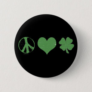 Bóton Redondo 5.08cm Botão Irlandês Peace Love
