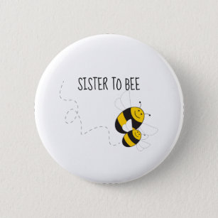 Bóton Redondo 5.08cm Botão Irmã para abelha para chá de fraldas de abel