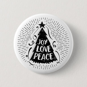 Bóton Redondo 5.08cm Botão Joy Love Peace Natais vintages