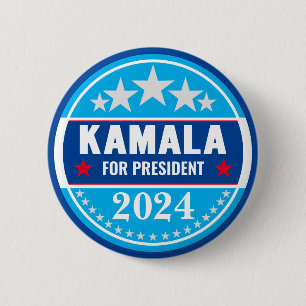 Bóton Redondo 5.08cm Botão Kamala Harris 2024 para Presidente