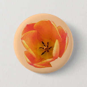 Bóton Redondo 5.08cm Botão Laranja Tulipa