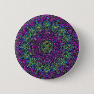 Bóton Redondo 5.08cm Botão lavanda Roxo Abstrato Mandala