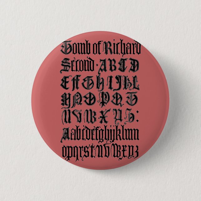 Bóton Redondo 5.08cm Botão Letras Gótico (Frente)
