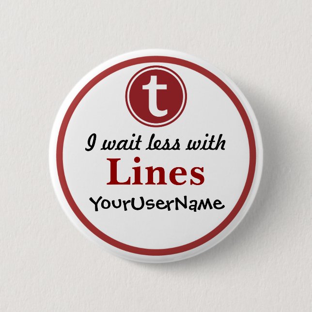 Bóton Redondo 5.08cm Botão Linhas - Design 1 (Branco) (Frente)