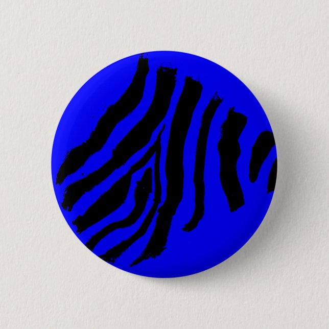 Bóton Redondo 5.08cm Botão Listra de Zebra (Mirtilo Azul) (Frente)