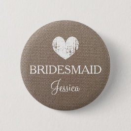 Bóton Redondo 5.08cm Botão madrinha Burlap Bridesmaid para o casamento