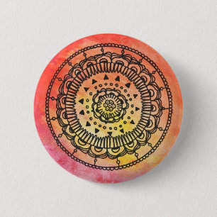 Bóton Redondo 5.08cm Botão Mandala Quente Por Megaflora