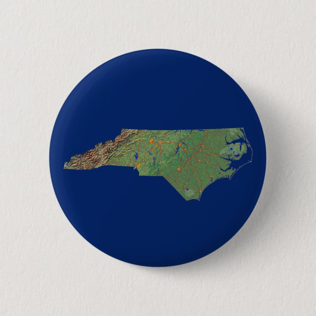 Bóton Redondo 5.08cm Botão Mapa da Carolina do Norte (Frente)