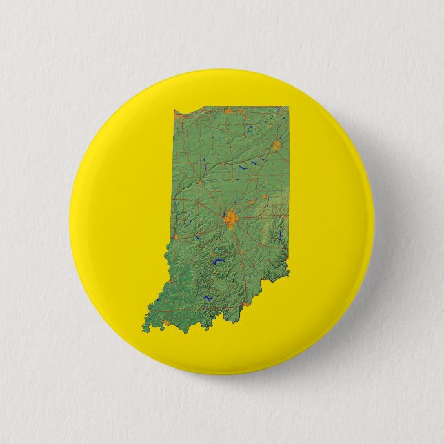 Bóton Redondo 5.08cm Botão Mapa de Indiana (Frente)