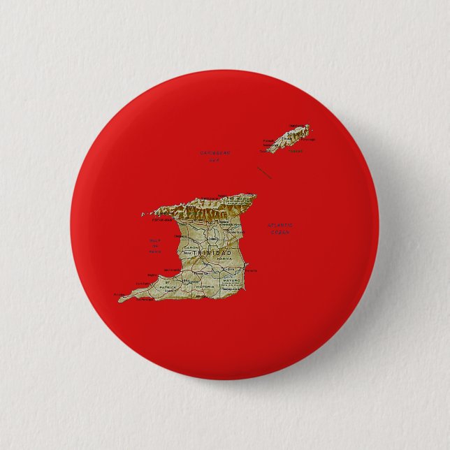 Bóton Redondo 5.08cm Botão Mapa de Trinidad e Tobago (Frente)