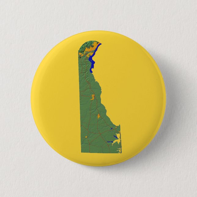 Bóton Redondo 5.08cm Botão Mapa do Delaware (Frente)