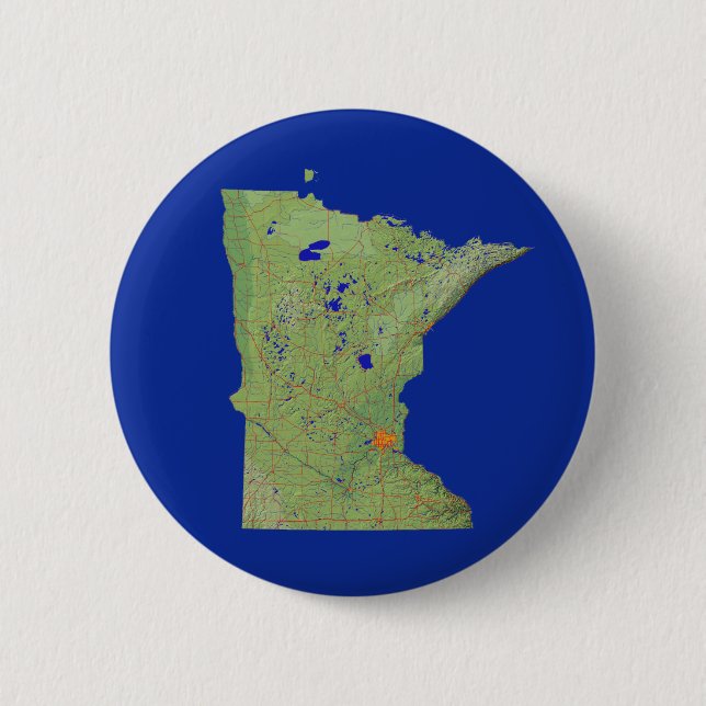Bóton Redondo 5.08cm Botão Mapa do Minnesota (Frente)
