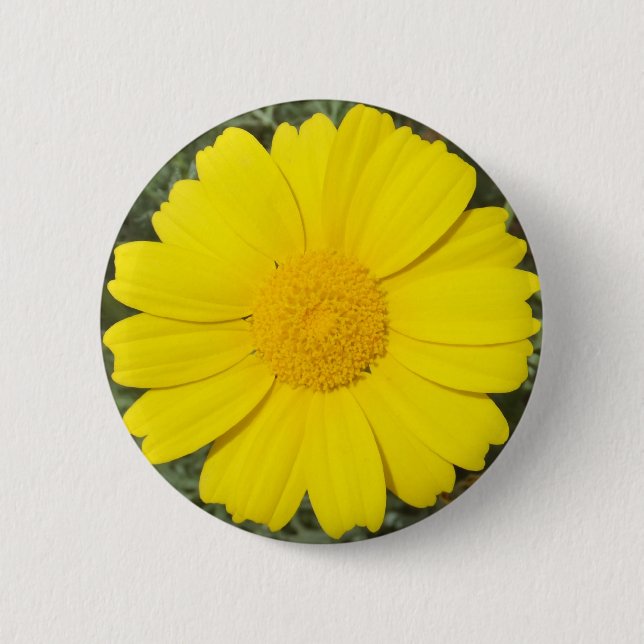 Bóton Redondo 5.08cm Botão margarida amarelo (Frente)