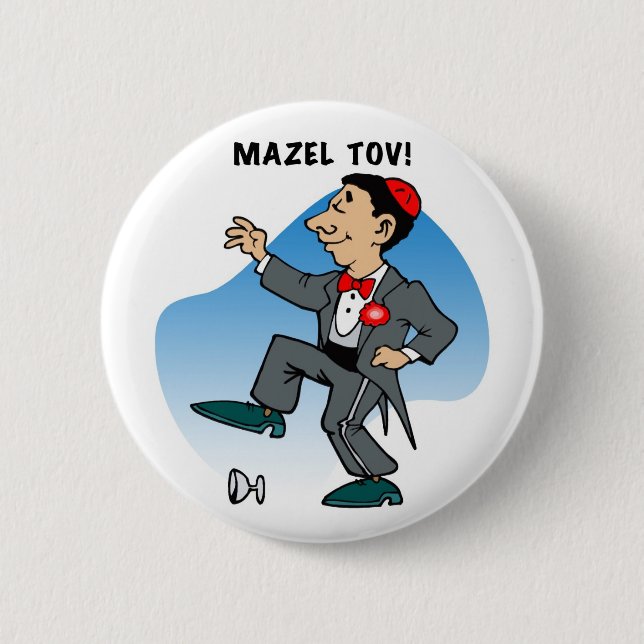 Bóton Redondo 5.08cm Botão: Mazal Tov (Frente)