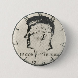 Bóton Redondo 5.08cm Botão Meio Dólar JFK