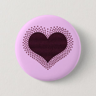 Bóton Redondo 5.08cm Botão metálico do coração, roxo