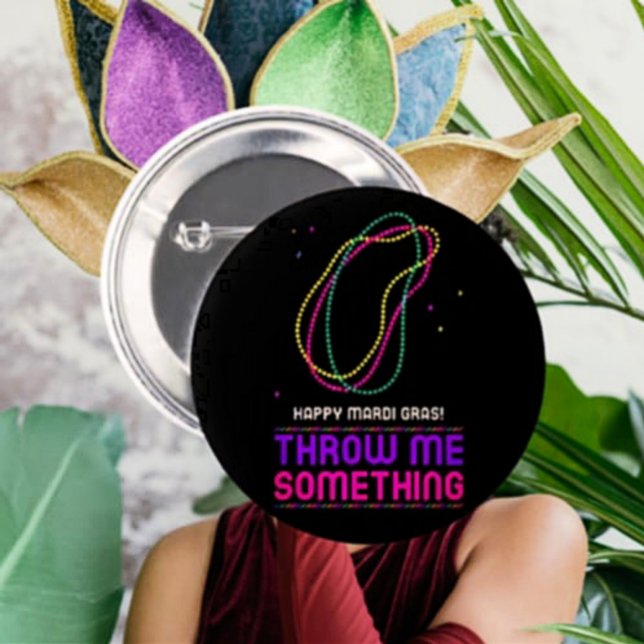 Bóton Redondo 5.08cm Botão Miçangas Mardi Gras Feliz (Criador carregado)