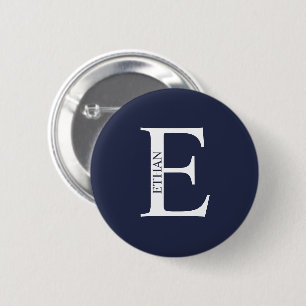 Bóton Redondo 5.08cm Botão Monograma Personalizado e Pinback de Nome