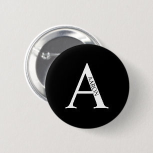 Bóton Redondo 5.08cm Botão Monograma Personalizado e Pinback de Nome