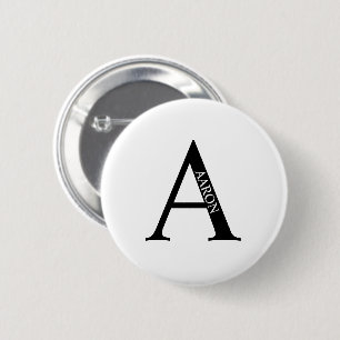 Bóton Redondo 5.08cm Botão Monograma Personalizado e Pinback de Nome