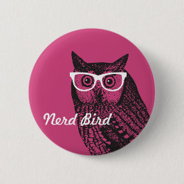 Bóton Redondo 5.08cm Botão nerd Pássaro Vintage Graphic Owl