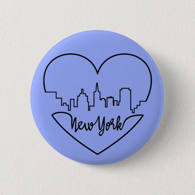 Bóton Redondo 5.08cm Botão New York Heart (Frente)