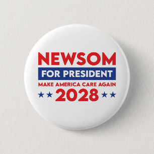 Bóton Redondo 5.08cm Botão Newsom Para Presidente 2028