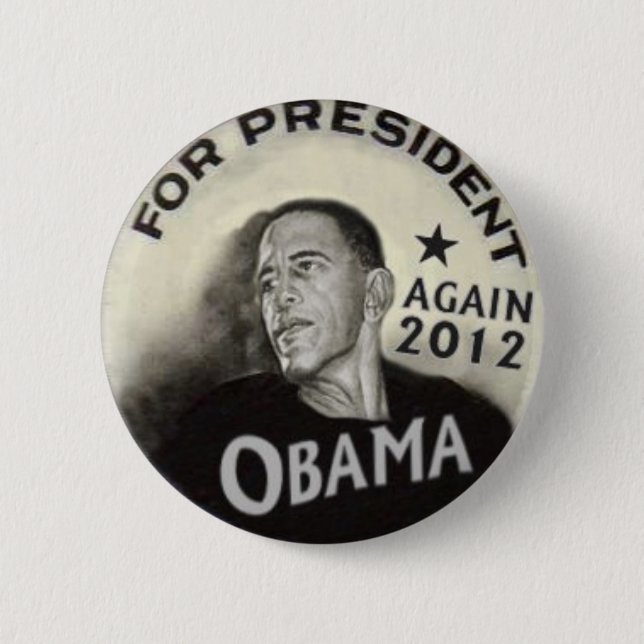 Bóton Redondo 5.08cm Botão Noir de Obama 2012 (Frente)