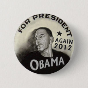 Bóton Redondo 5.08cm Botão Noir de Obama 2012